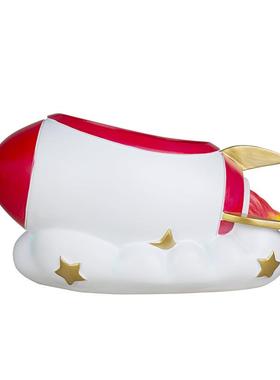 创意火箭树脂桌面小花盆阳台园艺微景观多肉绿植花器盆栽容器