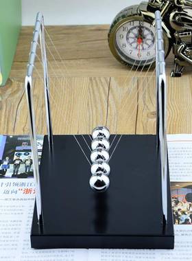 木头底座不锈钢支架方形牛顿摆球撞球碰碰球防断线 商务送礼摆件