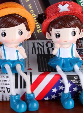 可爱树脂吊脚娃娃电视柜酒柜家居隔板装饰品摆件创意房间室内摆设