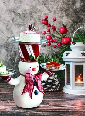 新品万圣节摆件圣诞节老人托盘雪人零食架树脂工艺品玩具摆件