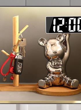 爱心熊摆件客厅轻奢电视柜酒柜卡通爱心熊小公仔网红儿童房装饰品