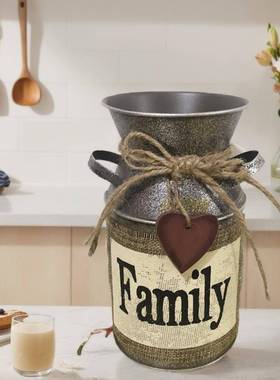 镀锌铁欧式复古风格铁皮花桶鲜花桶金属家居装饰摆件工艺品