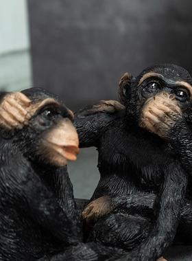 花园摆件灵动三只小猴子家居客厅卧室房间摆件酒柜壁橱送亲友
