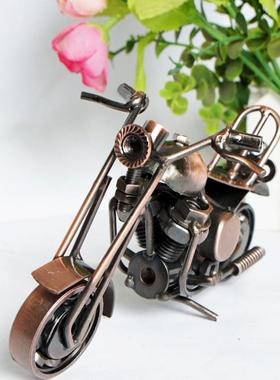 火拼金属铁艺电镀摩托车模型手工时尚家饰摆件生日礼物多款可选
