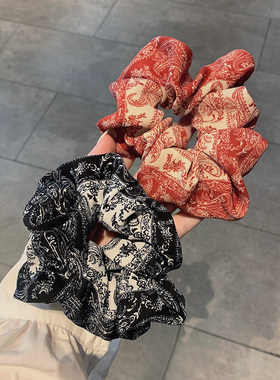 复古高级感花纹蓝色小众大肠发圈