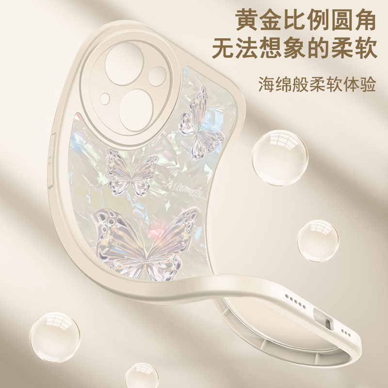 适用于苹果x手机壳iphonexs实色贝壳纹xsmax新款ipxs全包防摔十代日韩女A1901硅胶简约保护套软ins风蝴蝶创意 - 图3