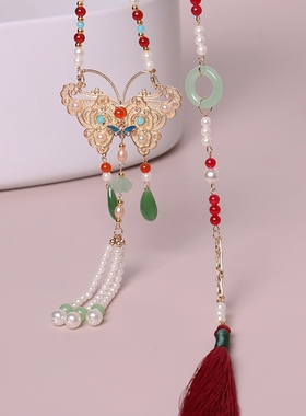 配饰品古装长项圈儿童小众红色民族风女童唐风颈饰背云超长时尚风