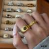 Imitation Tiger Eye Stone Maillard Retro Open Ring Autumn and Winter Retro Maillard Personalized Imitation Tiger Eye Stone Open Ring