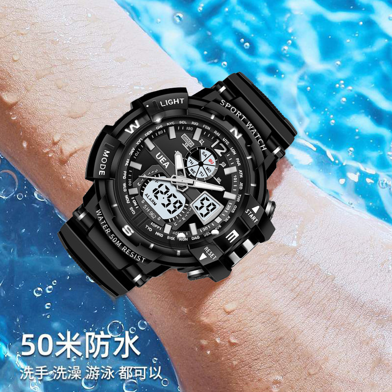 uea运动男士防水夜光机械初电子表 uea国产腕表
