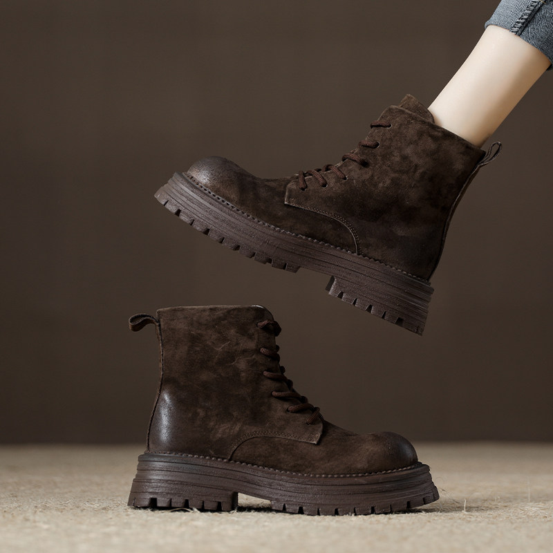 复古磨砂牛皮加绒保暖马丁靴女2025年秋冬季新款短靴高级感靴子女,淘宝优惠券,粉丝福利购,淘宝优惠卷