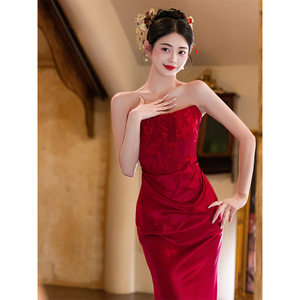 满庭芳红色晚礼服女气质新款2025年秋季新娘结婚敬酒服订婚礼服