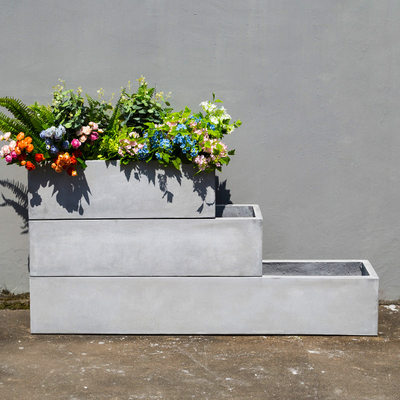 玄之祥石长方形水泥花盆大号长条镁泥花箱花槽种植箱绿植盆景简约 虎窝淘