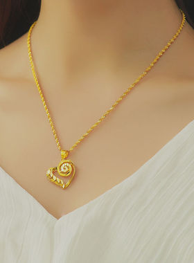 越南沙金项链女不掉色时尚百搭锁骨链转运珠玫瑰吊坠女首饰品礼物