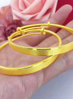 孟加拉赤金沙金镀金磨砂热销韩式时尚推拉男女士同款玫瑰金手镯链