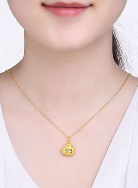 香港正品沙金项链女招财气质转运佛佑平安沙金弥勒佛吊坠送礼佳人