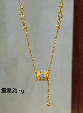 金店同款沙金饰品青花瓷路路通项炼女彷真金国风小蛮腰套炼锁骨