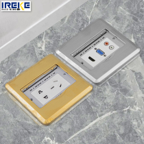 Single door floor socket invisible waterproof concealed home stainless steel silver ground plug 5-hole Internet floor socket