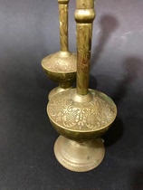 Cheng Tang Old copper wax candle holder pair with carved work pen holder Water pelvis Arbitrage Hook Water Fairy Basin Soap Box Bird Food Jar