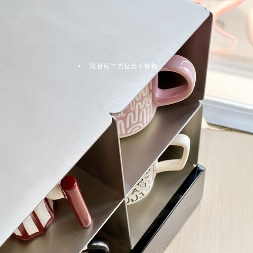 稍安物造 咖啡杯子收纳展示架水吧无指纹不锈钢浴卧室化妆品香水 - 图2