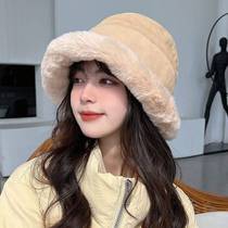 New winter fishermans hat female Korean version explicit face small casual 100 lap plush curbside Mongu wind pelvic hat warm hat