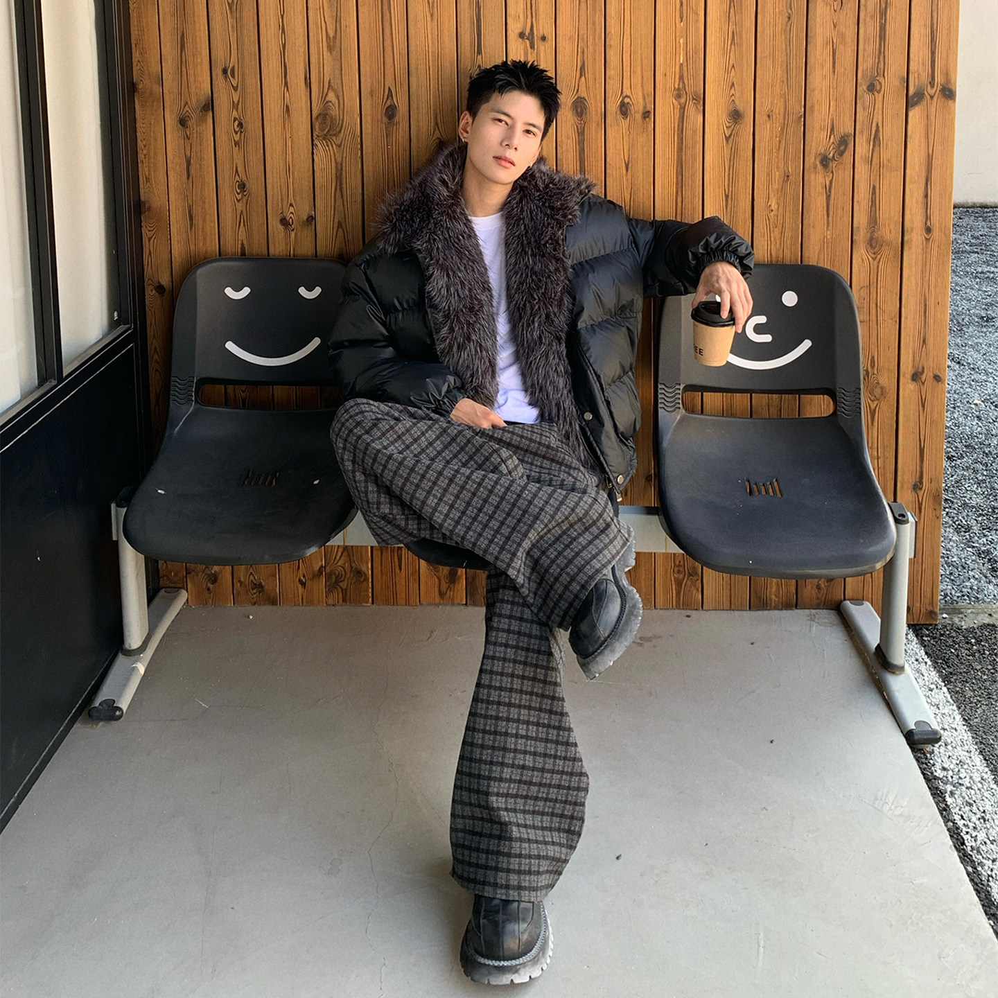 Holocene美式潮牌毛领毛绒座山雕棉服复古短款加厚保暖防风棉衣男,淘宝优惠券,粉丝福利购,淘宝优惠卷