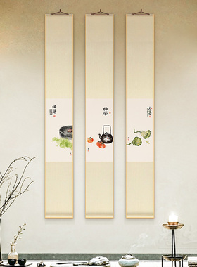 禅意餐厅新中式卷轴字画