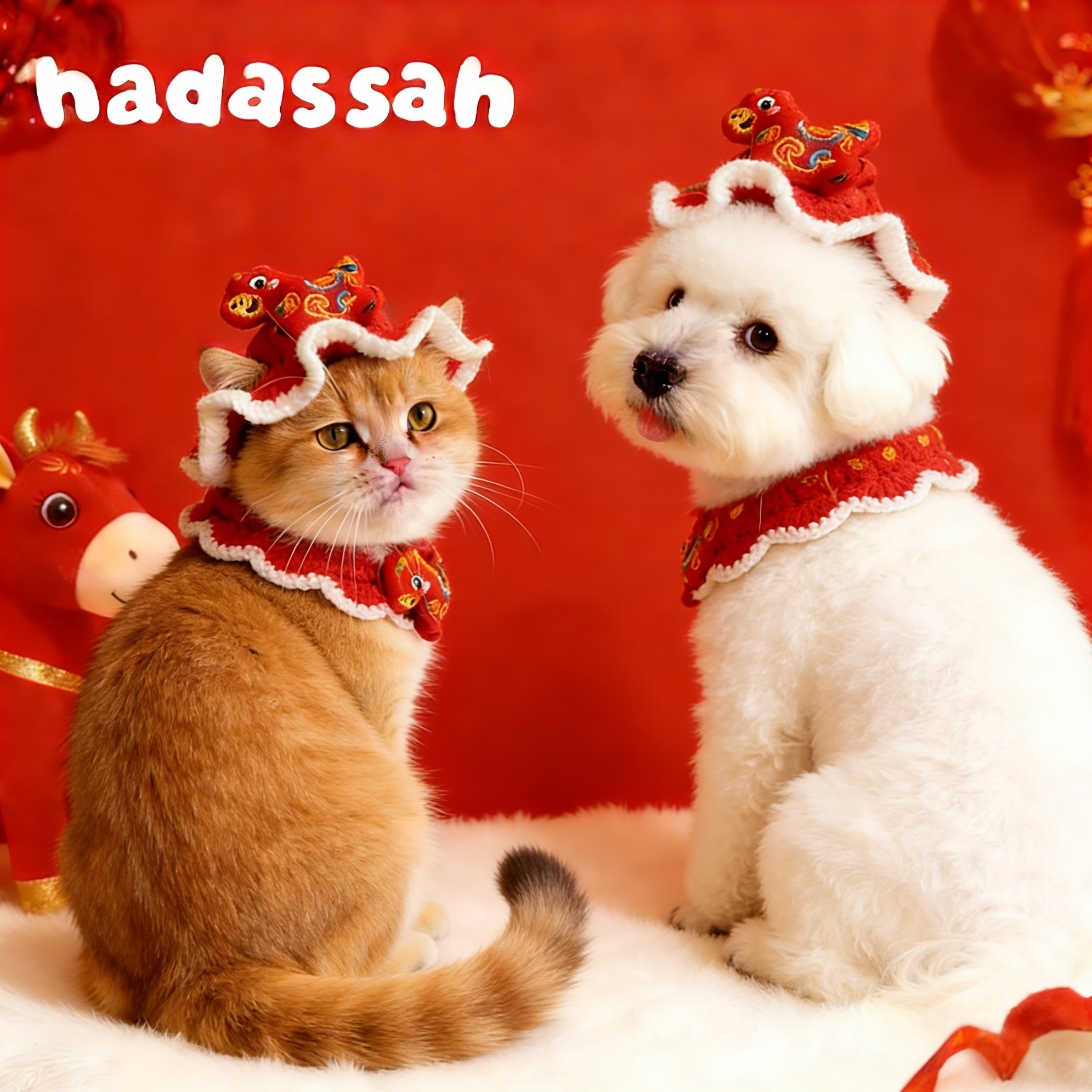 马年新款宠物猫咪新年围巾狗狗过年帽子春节小狗装扮保暖针织围脖,淘宝优惠券,粉丝福利购,淘宝优惠卷