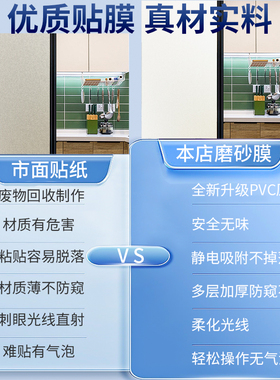 窗户磨砂玻璃门贴纸透光不透明
