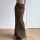 IAEY American retro vintage brown high-waisted skirt, slim and versatile, hip-hugging long skirt with mid-slit in the back, summer