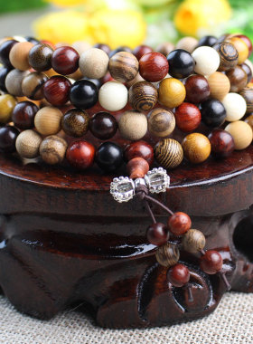 极速厂家直批 天然精品多宝珠108佛珠手链多彩檀木手串Z 时尚男女