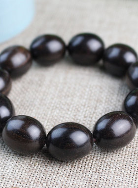 极速天然黑檀木手k串枣珠黑黄檀木料紫光檀木手链乌木老料沉香男