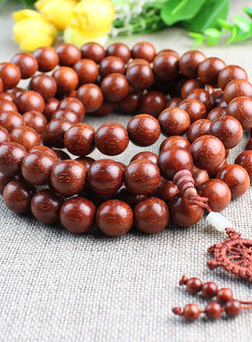 极速红花梨木108颗佛珠念珠挂链吊坠巴西紫檀木T实木礼品寺庙师傅