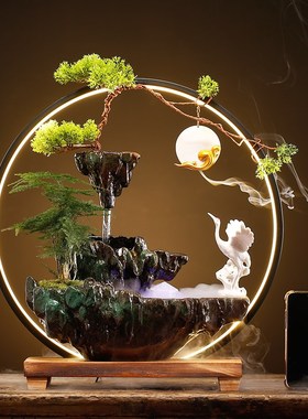极速创意流水摆件桌面装饰开业A礼品招财水循环加湿喷泉客厅玄关