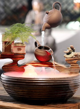 极速创意悬空流水加湿器喷泉招财风水轮客厅家P居开业礼品办公室