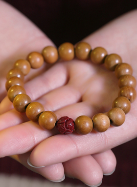 极速十年老桃木手串紫q金砂金珠莲花朱砂手链文艺女木手串复古本