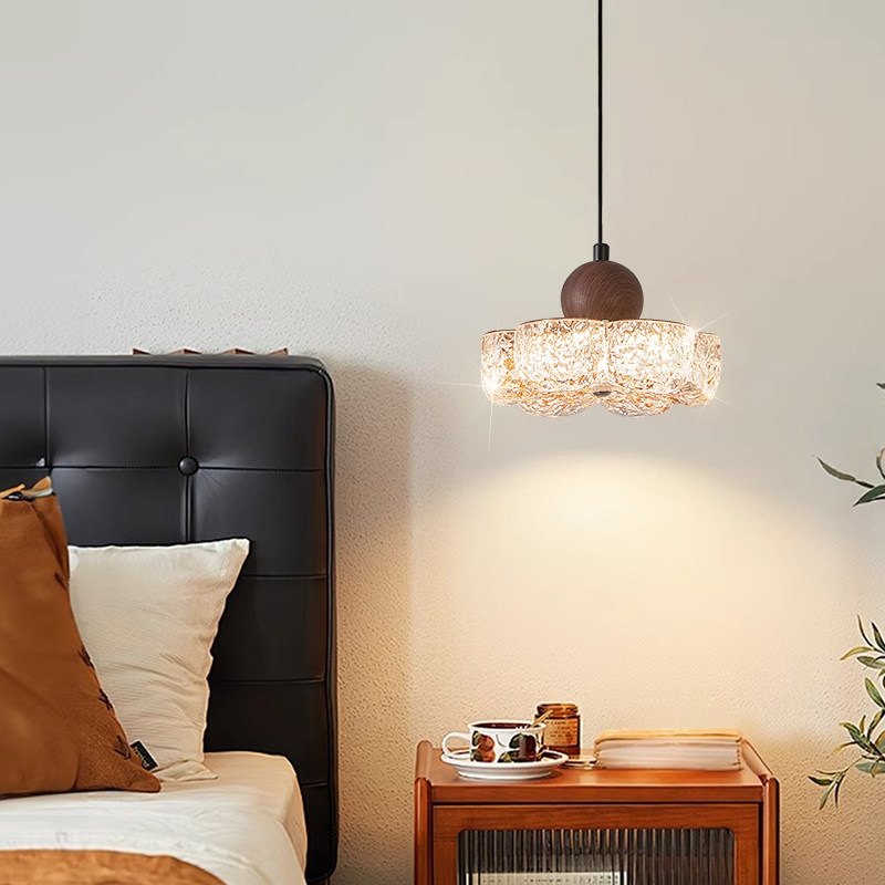 帕莎 床头吊灯 中古风卧室背景墙吊线灯复古胡桃木树脂护眼小吊灯,淘宝优惠券,粉丝福利购,淘宝优惠卷