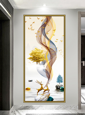 客厅入门玄关装饰画现代轻奢风3D立体自粘贴画餐厅走廊过道墙壁画