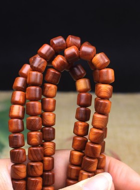 2025陈化料柏木手串桶珠 男士手链黑油老料佛珠木质文玩饰品情侣