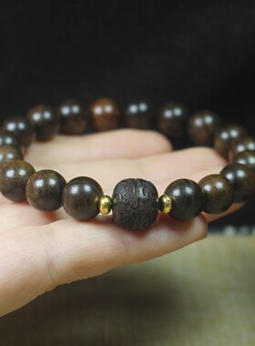 2026沉贵宝10mm手串雕刻貔貅手链复古中式佛珠念珠文玩饰品礼品