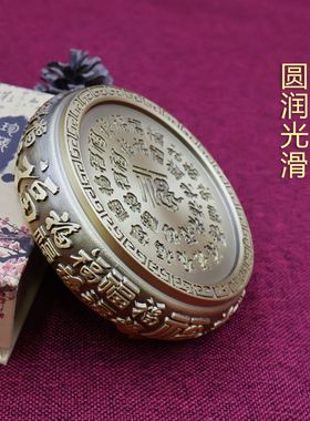 2026黄铜百福米缸聚宝盆底座铜葫芦家用圆形摆件招财进宝渔夫山水