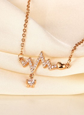 2026小红书爆款精工心电图星钻项链女小众轻奢气质高级时尚百搭锁