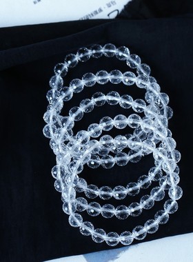 2025天然白水晶刻面珠单圈 三圈手链 女款水晶白色单圈手链