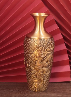 2026黄铜鱼跃龙门花瓶供佛玉净瓶神台室内插花干花装饰工艺品摆件