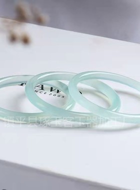 2026厂家冰种天青冻玉髓6mm圆条美人镯女士冰晴绿玛瑙玉髓镯子