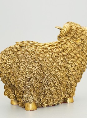 2026铜羊摆件万福羊生肖羊领头羊客厅办公室装饰工艺品礼品摆设