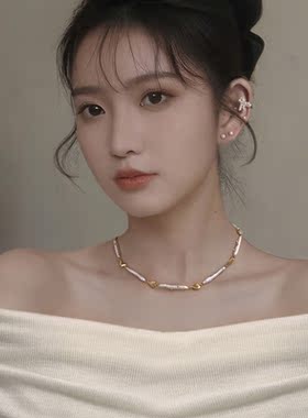 手工镶嵌巴洛克异形爱心颈链