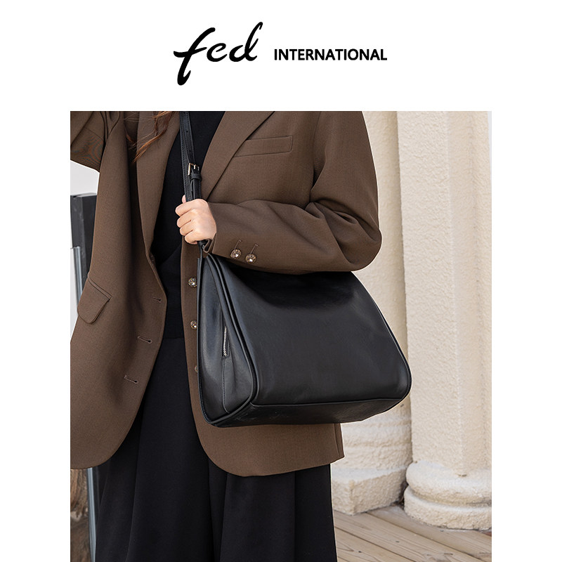 fed头层牛皮真皮女包仿植鞣斜挎包单肩水桶包托特包妈妈包BFA9489,淘宝优惠券,粉丝福利购,淘宝优惠卷