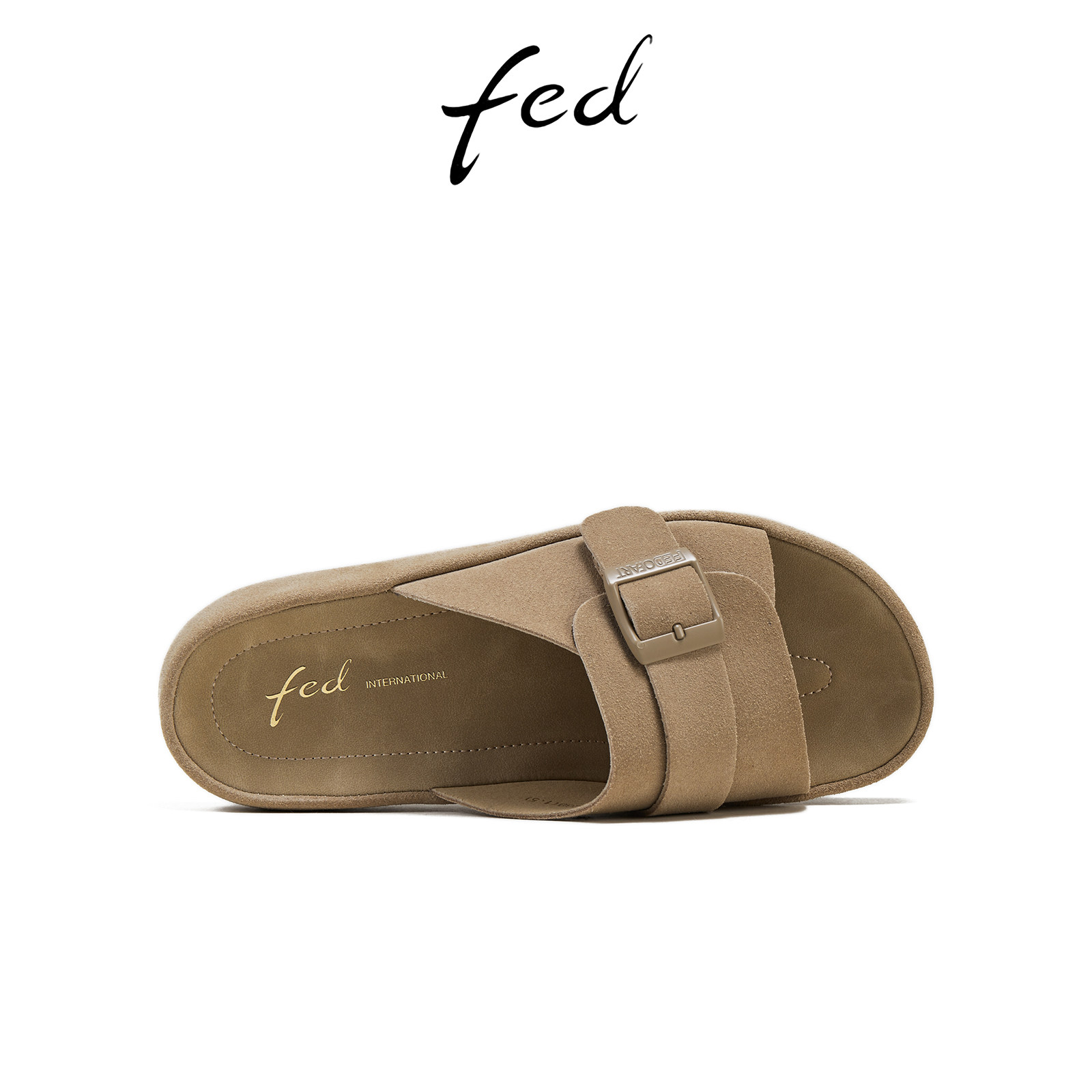 fed休闲一字拖夏季新款女鞋厚底拖鞋绒面复古凉拖女S0407-YAC203,淘宝优惠券,粉丝福利购,淘宝优惠卷