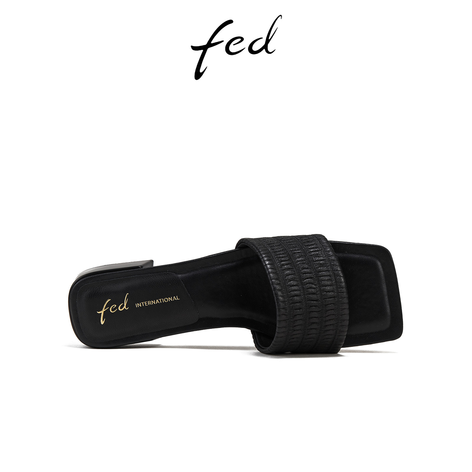 fed黑色一字拖鞋夏季新款女鞋气质方头低跟凉拖鞋女款S0321-ZC589,淘宝优惠券,粉丝福利购,淘宝优惠卷