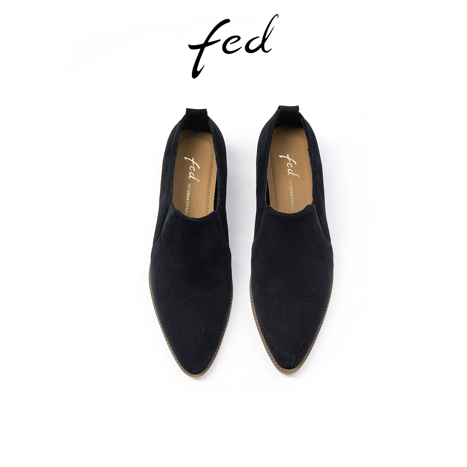 fed粗跟尖头裸靴冬季新款女靴气质一脚蹬深口单鞋女款R1002-ZF903,淘宝优惠券,粉丝福利购,淘宝优惠卷